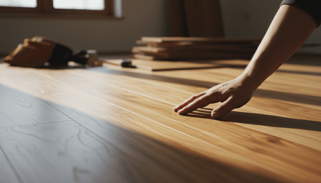Close-up of premium hardwood flooring installation in Santa Barbara