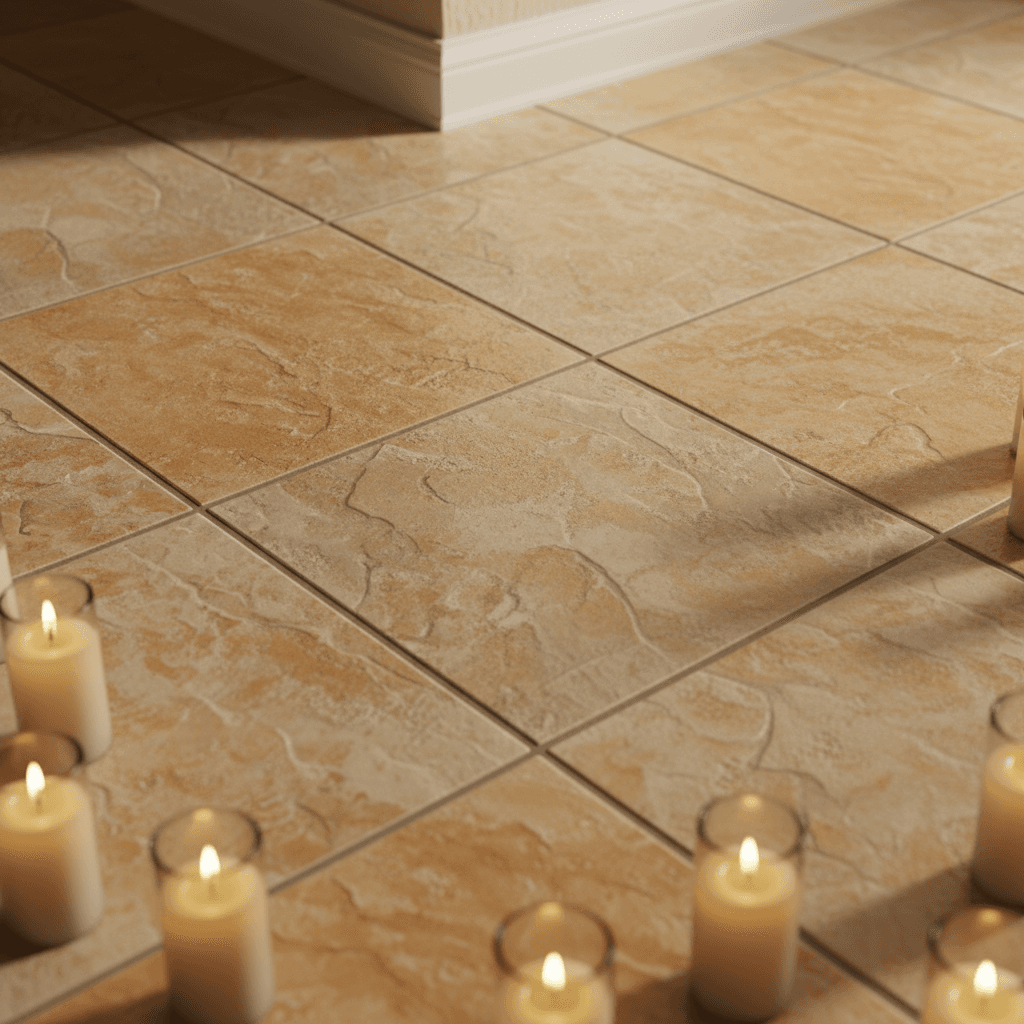 Premium tile installation detail showing precise grout work and finish quality