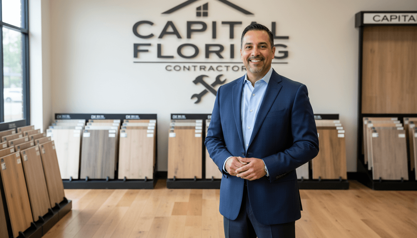John Ramirez smiling in a professional setting, owner of Capital Flooring Contractors.