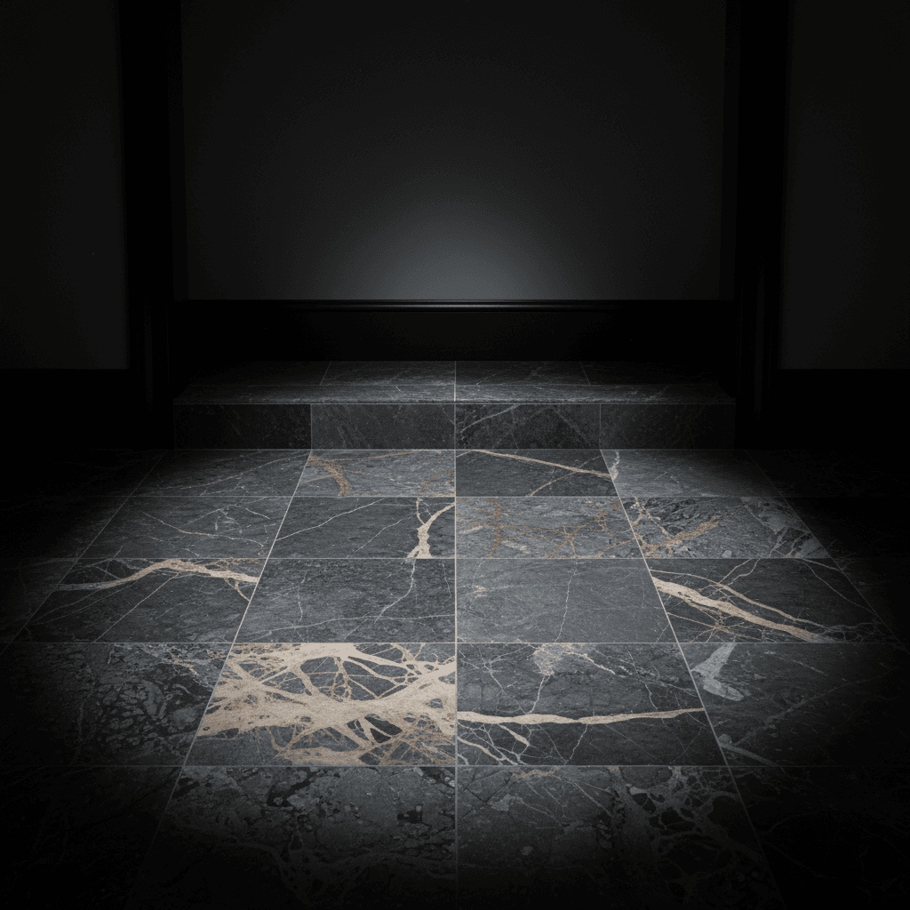 Natural stone floor installation in elegant Santa Barbara entryway